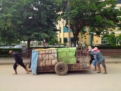 Crossing the border between Thailand and Cambodia
