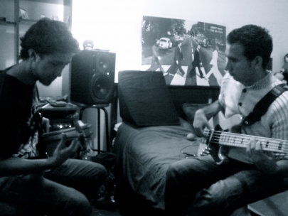 Andres with our new bass player. Antonio.