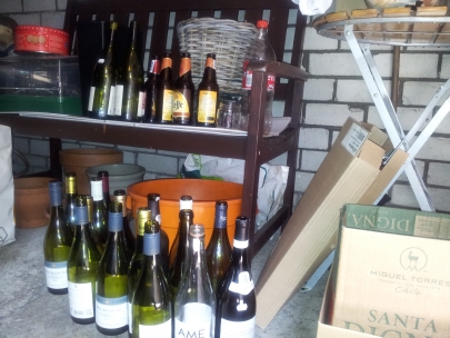the house and the bottles are empty